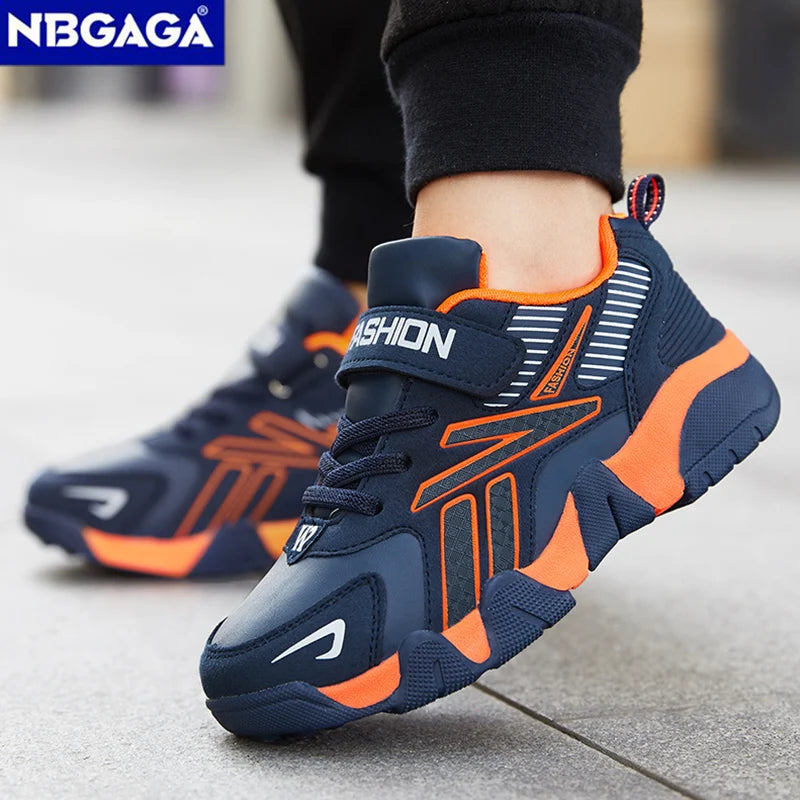 Tênis de Meninos para Escola Esportiva em Couro para Crianças - Sneakers Casuais para Meninos, Corrida e Caminhada de 7 a 12 Anos