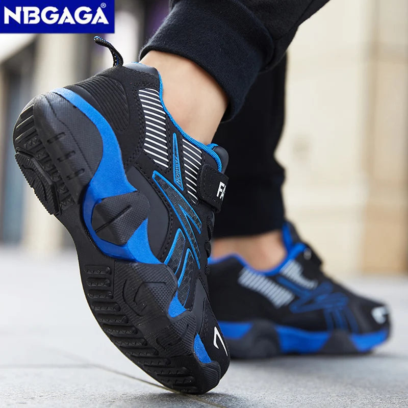 Tênis de Meninos para Escola Esportiva em Couro para Crianças - Sneakers Casuais para Meninos, Corrida e Caminhada de 7 a 12 Anos