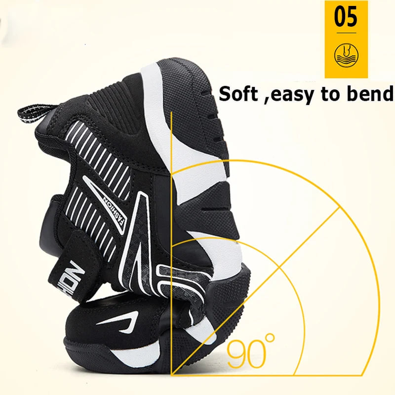 Tênis de Meninos para Escola Esportiva em Couro para Crianças - Sneakers Casuais para Meninos, Corrida e Caminhada de 7 a 12 Anos
