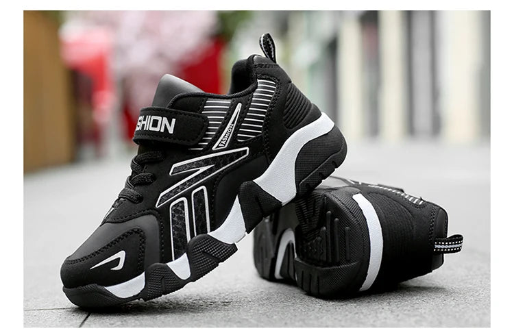 Tênis de Meninos para Escola Esportiva em Couro para Crianças - Sneakers Casuais para Meninos, Corrida e Caminhada de 7 a 12 Anos