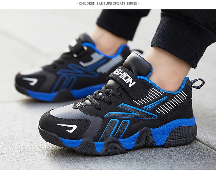Tênis de Meninos para Escola Esportiva em Couro para Crianças - Sneakers Casuais para Meninos, Corrida e Caminhada de 7 a 12 Anos