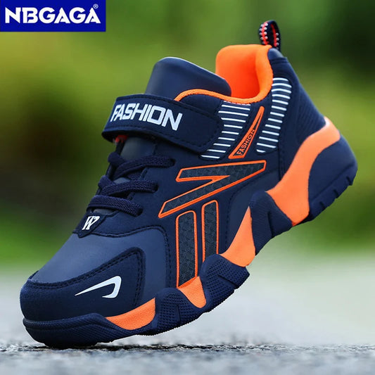 Tênis de Meninos para Escola Esportiva em Couro para Crianças - Sneakers Casuais para Meninos, Corrida e Caminhada de 7 a 12 Anos