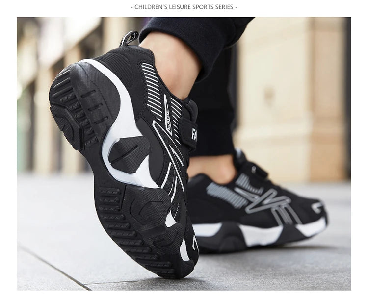 Tênis de Meninos para Escola Esportiva em Couro para Crianças - Sneakers Casuais para Meninos, Corrida e Caminhada de 7 a 12 Anos