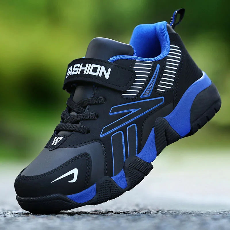 Tênis de Meninos para Escola Esportiva em Couro para Crianças - Sneakers Casuais para Meninos, Corrida e Caminhada de 7 a 12 Anos