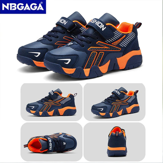 Tênis de Meninos para Escola Esportiva em Couro para Crianças - Sneakers Casuais para Meninos, Corrida e Caminhada de 7 a 12 Anos